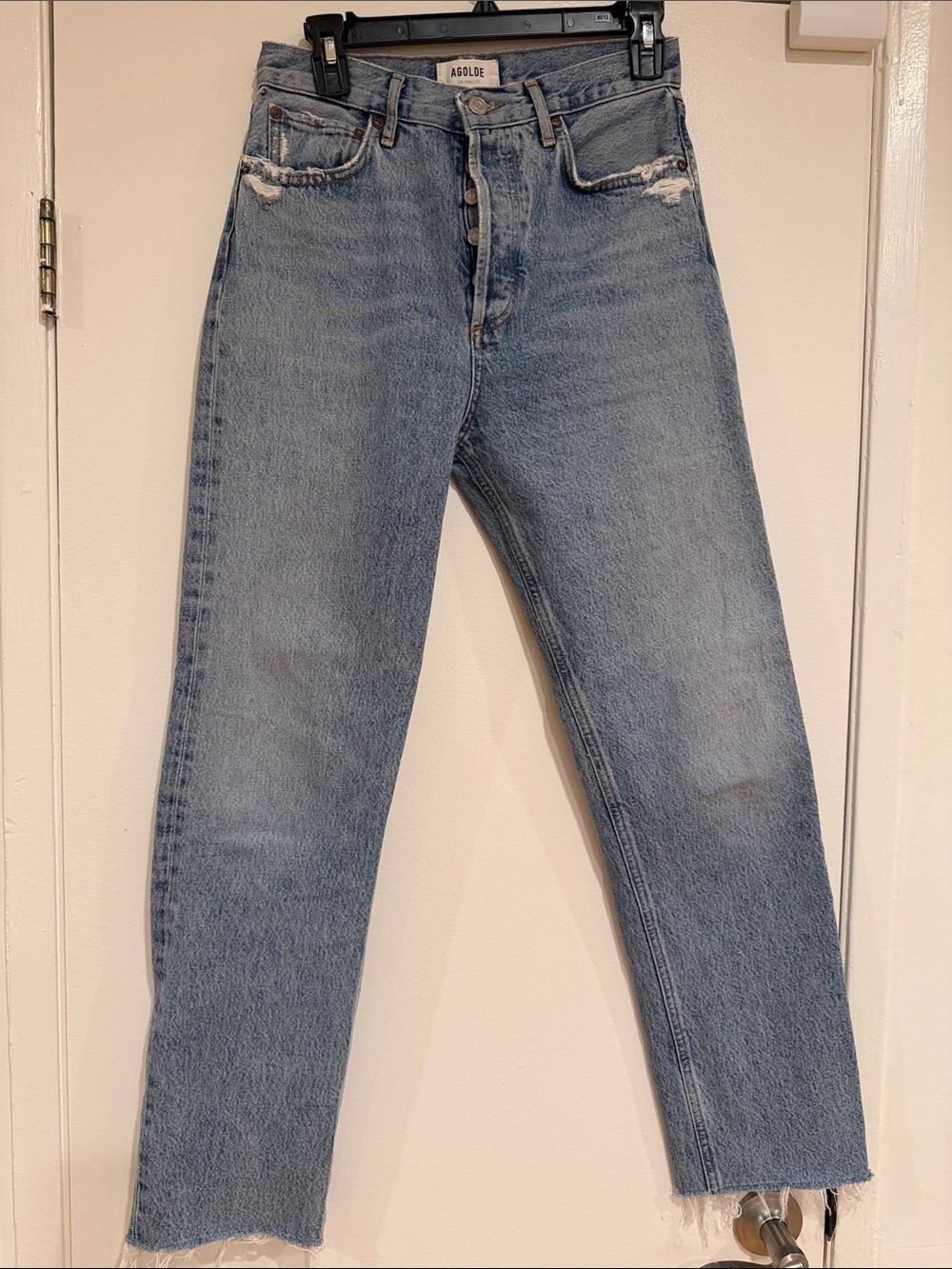Agolde 90’s Pinch Waist High Rise Straight Leg Jeans - Light Blue Wash - Picture 6 of 8